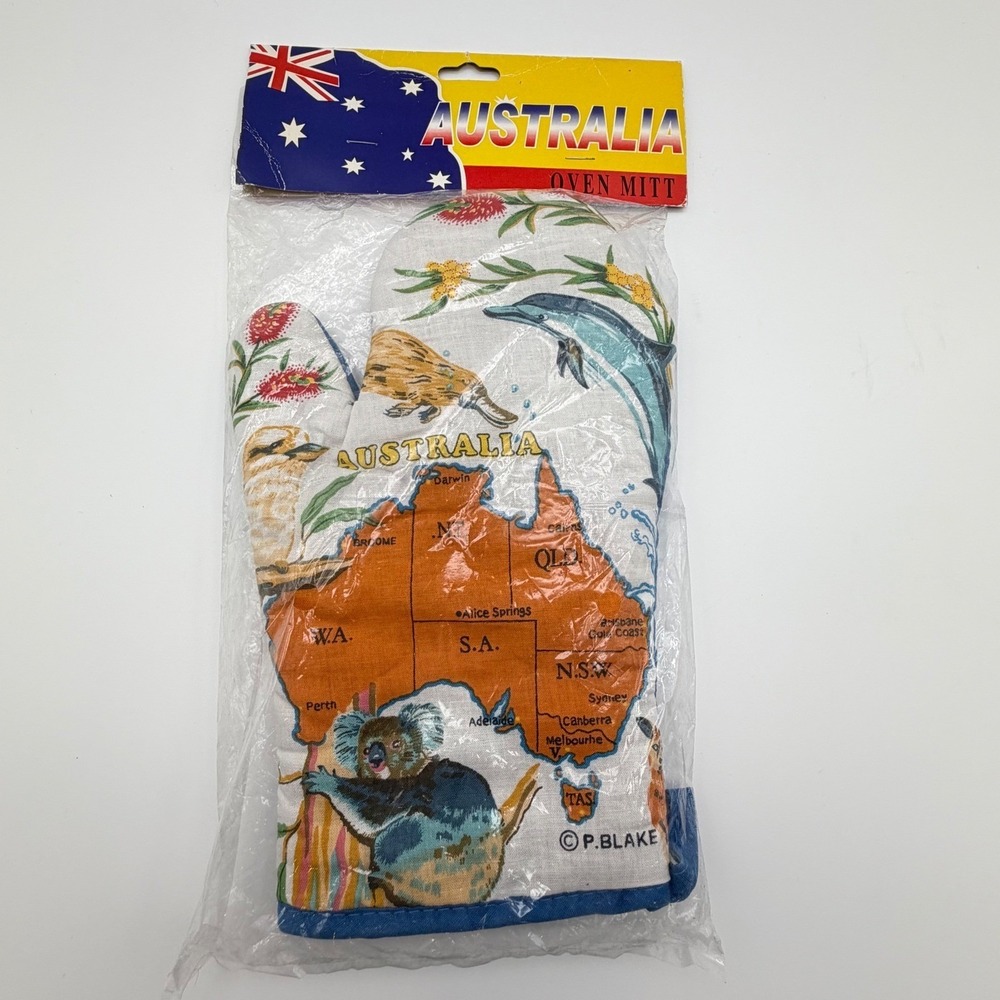 Australia Oven Mitt Map Koala Kangaroo Dolphin Souvenir Kitchen Cooking Gift New